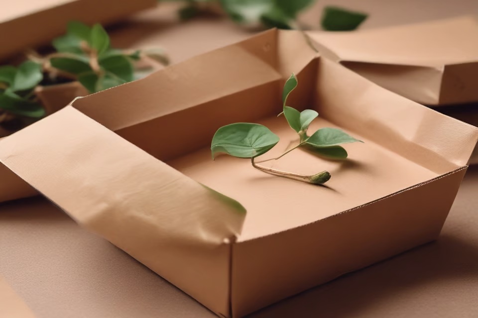 We use eco-friendly packaging for all sales, online and off. A box representing eco-friendly packaging