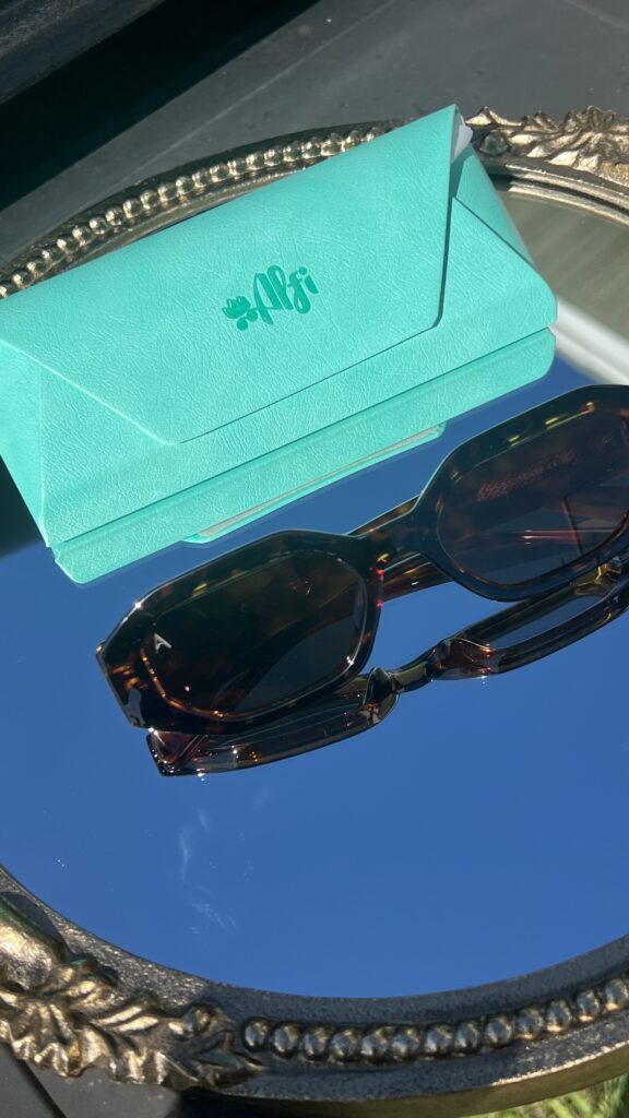 Alfie designer, polarized, anti-glare sunglasses with case and cleaning cloth