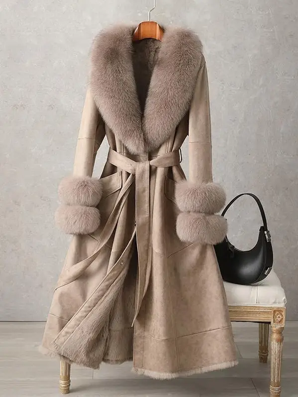 Frankly Fabulous, sophisticated, cashmere, long winter coat, faux fur trim Sophisticated