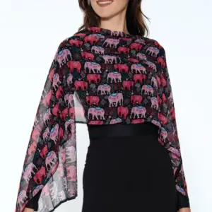 Sevya elephant print, natural fabric, wide scarf, scarf