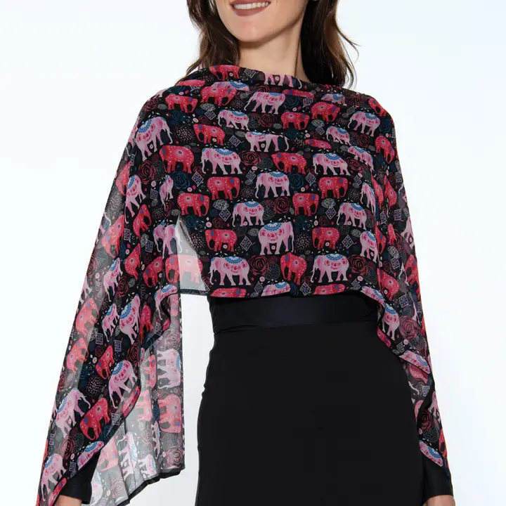 Sevya elephant print, natural fabric, wide scarf, natural fabric, unusual print scarves